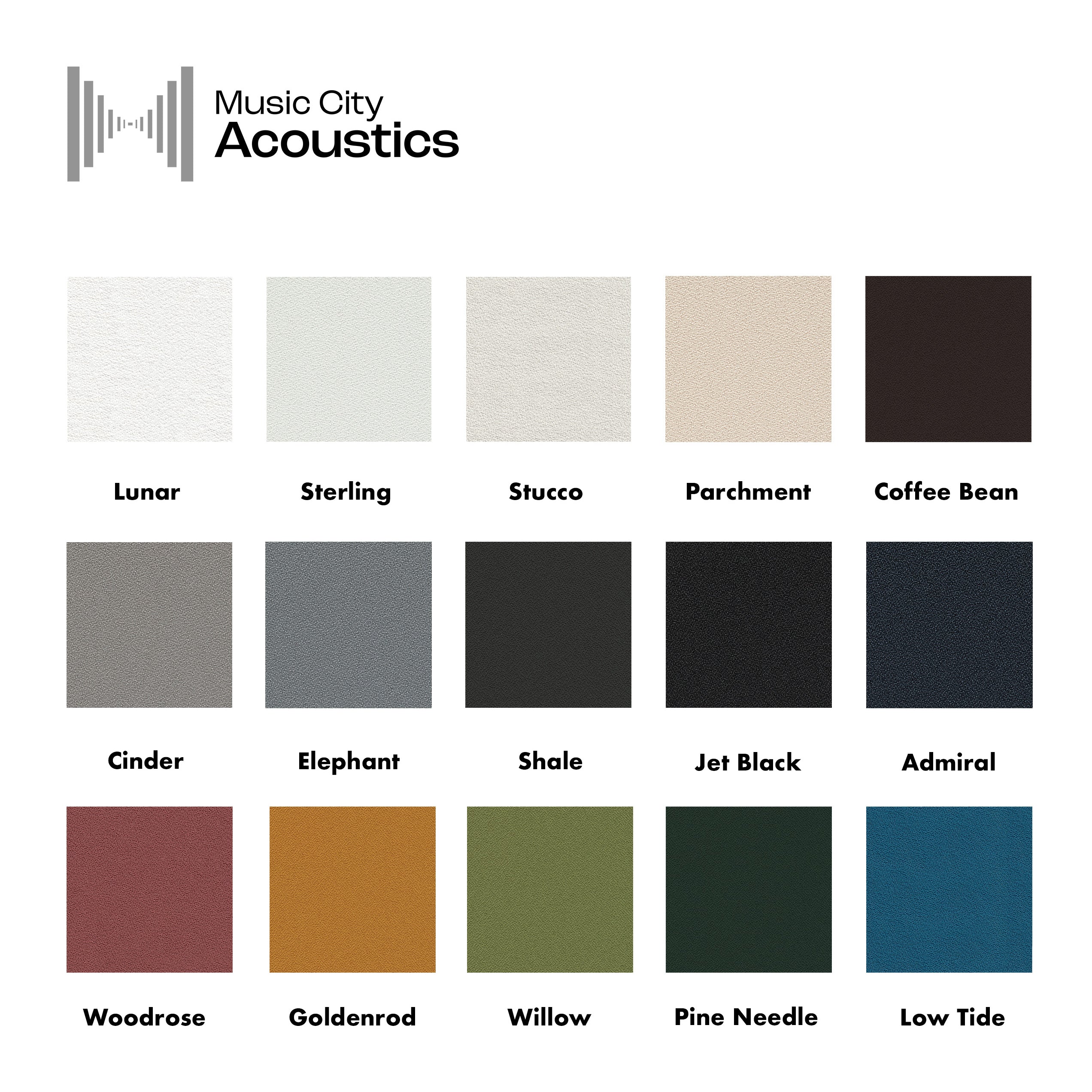 Fabric Swatch Sample Pack - Color swatches for Music City Acoustics Acoustic Panels
