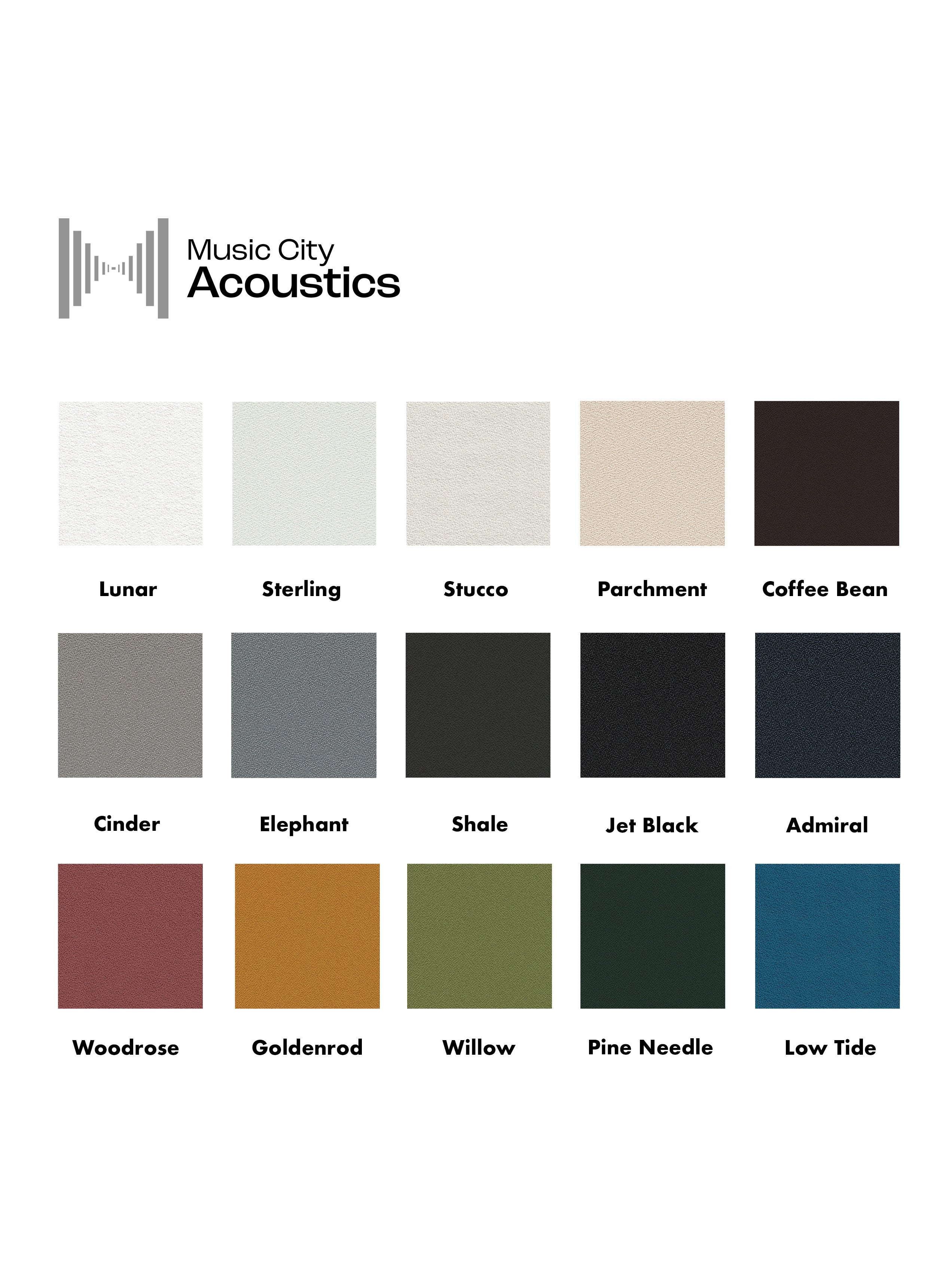 Fabric Swatch Sample Pack - Color swatches for Music City Acoustics Acoustic Panels