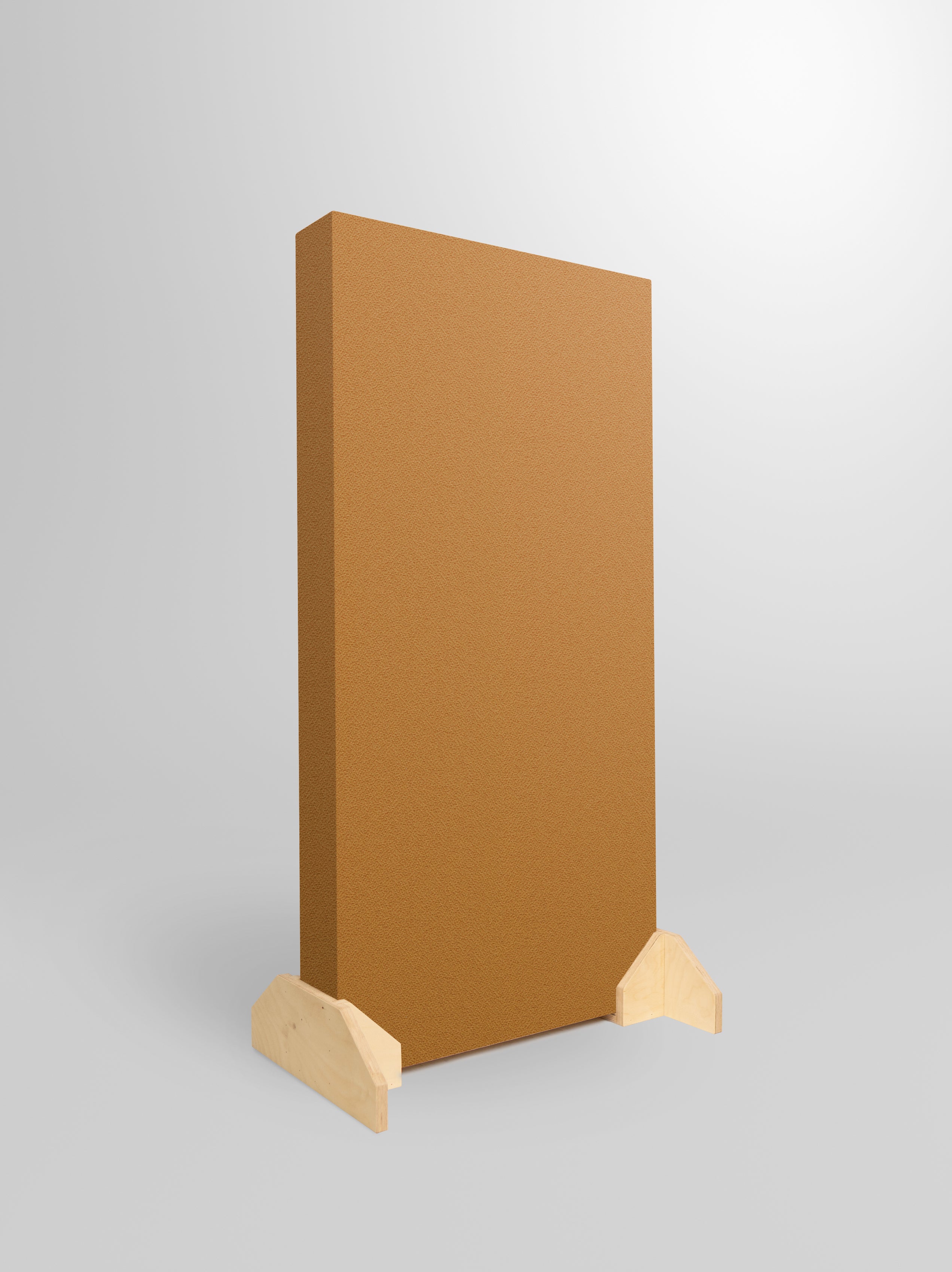 Music City Acoustics bookend feet - broadband acoustic panel mounted in bookend feet in natural studio white background 